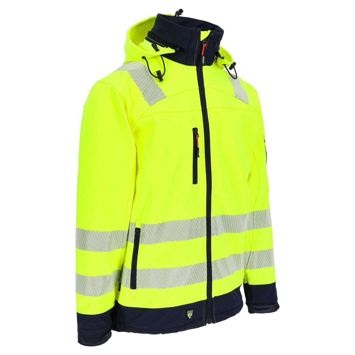 Herock Gregor Softshell jas Hoge zichtbaarheid in de kleur geel-marineblauw