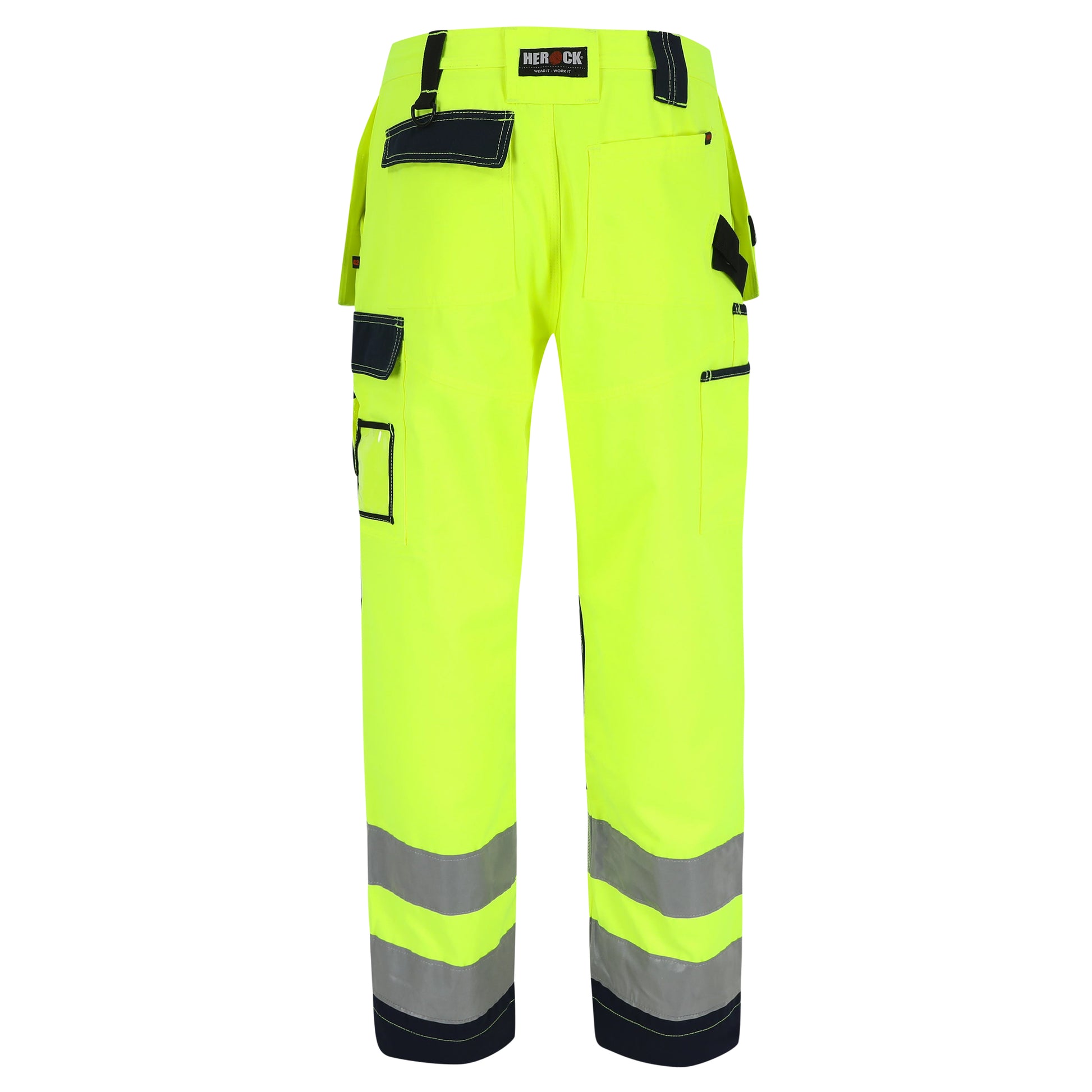 Herock Styx broek Hoge zichtbaarheid in de kleur geel-marineblauw